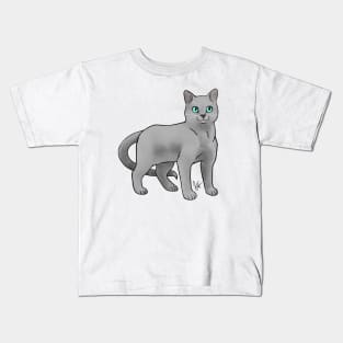 Cat - Russian Blue - Light Gray Kids T-Shirt
